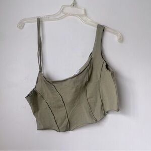 Princess Polly Blake Khaki Green One Shoulder Crop Tank Top 8